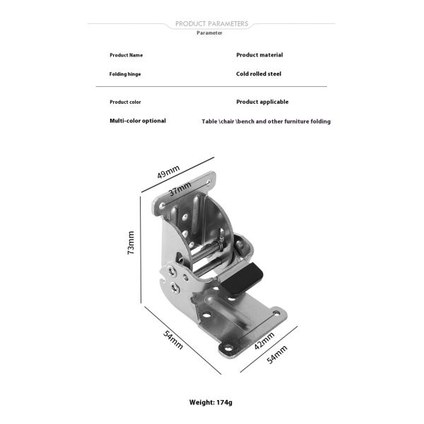 90° Self-locking Folding Hinge Thickened Hardware Accessory for Dining Table Chair Bed Leg Coffee Table Support