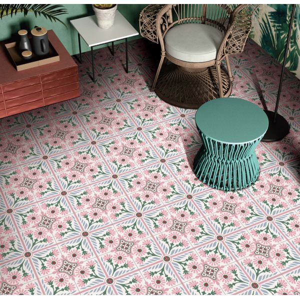 Pink Ceramic Rustic Tile 20x20cm Clay Indoor Wall Floor Tile
