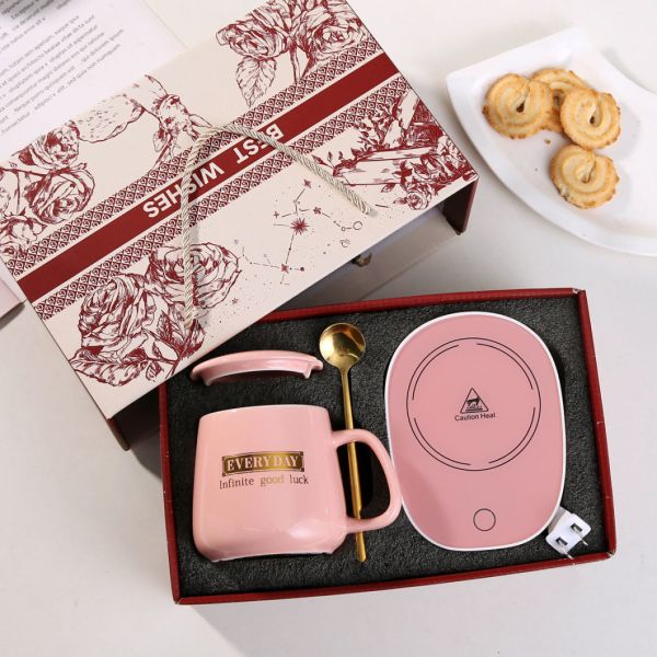Customization Portable 55 Degrees Heated Ceramic Coffee Cup Mug with Temperature Control
