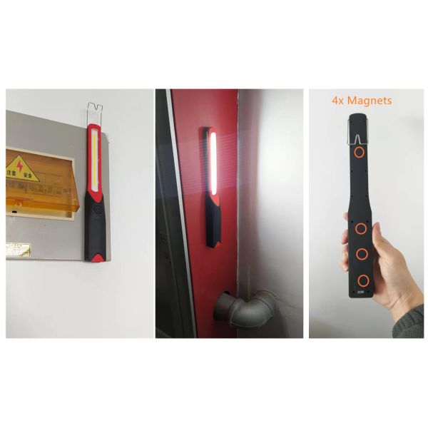 Slim Long 2w Cob Led Portable Work Light Battery Powered With Magnet Hook