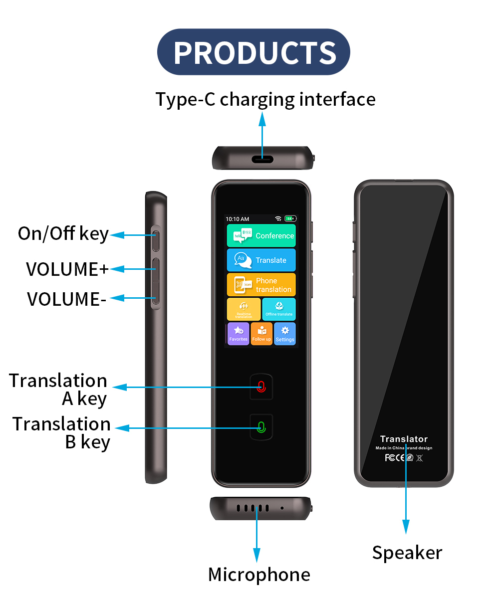 Smart Handheld Translation Device Multi Language Real Time Offline Voice Translator
