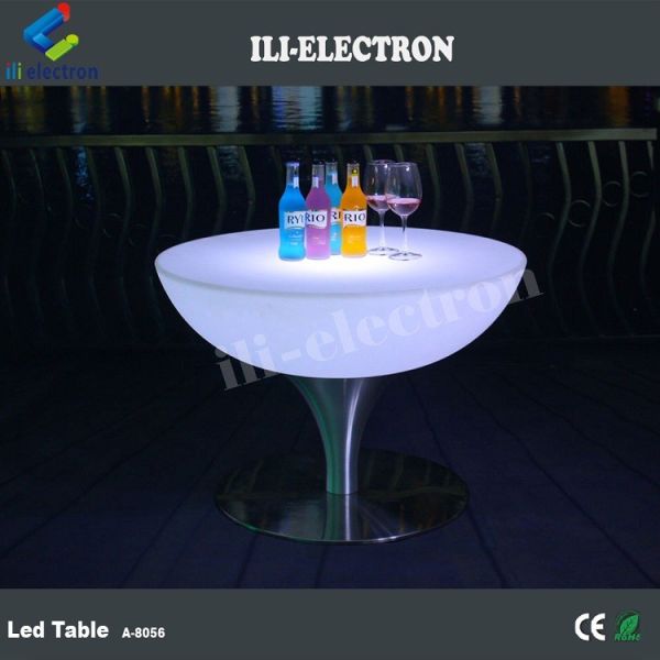 Stylish rechargeable round PE plastic LED bar table/ LED coffee table/ night culb table