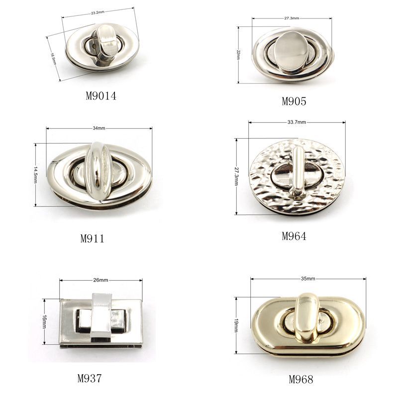 40mm Metal Bag Lock Nickel Plated Handbag Lock Hardware Rectangular