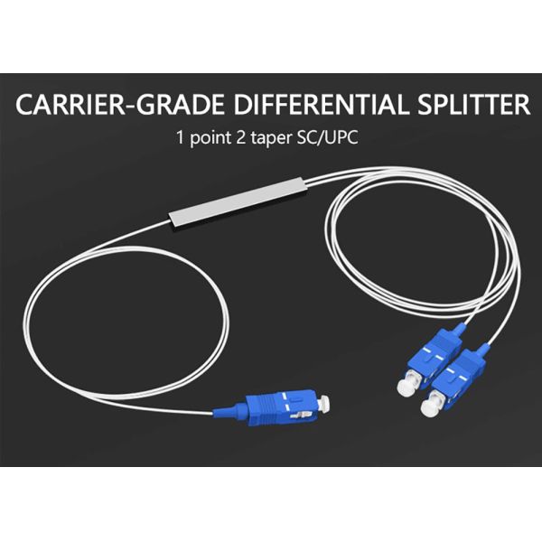 SC UPC 9 / 125μM Connector Fiber Optic PLC Splitter 1x2 Blockless