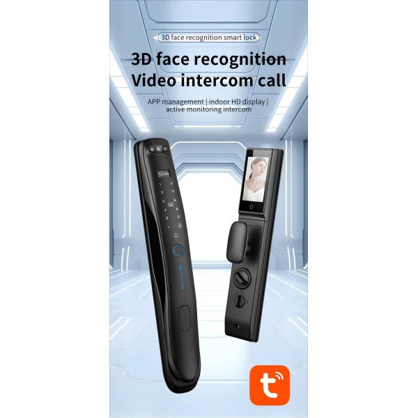 S931Max 21 Languages 3D Face ID Smart Home Door lock Tuya Video Intercom Fingerprint & Key Card Access