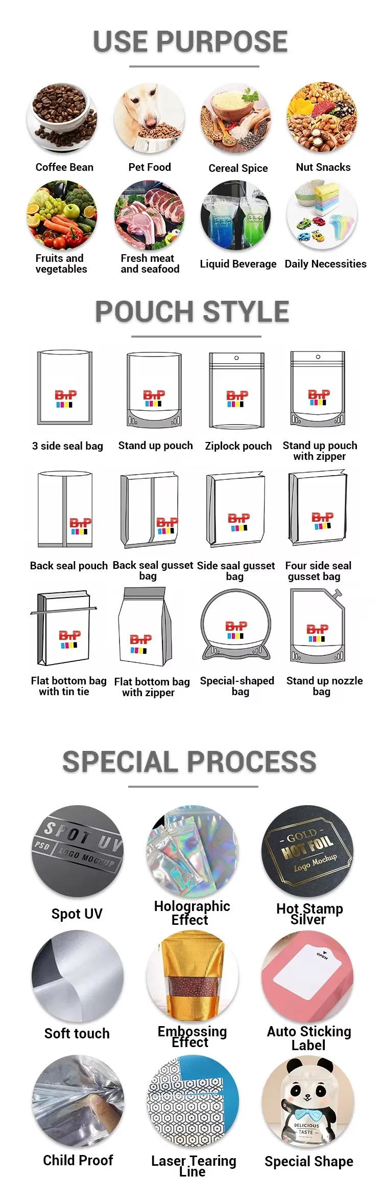 Various packaging applications