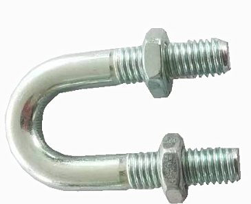 Plain Cable End Fittings Pipe Size Zinc Plated Round Bend U-Bolt With Hex Nuts