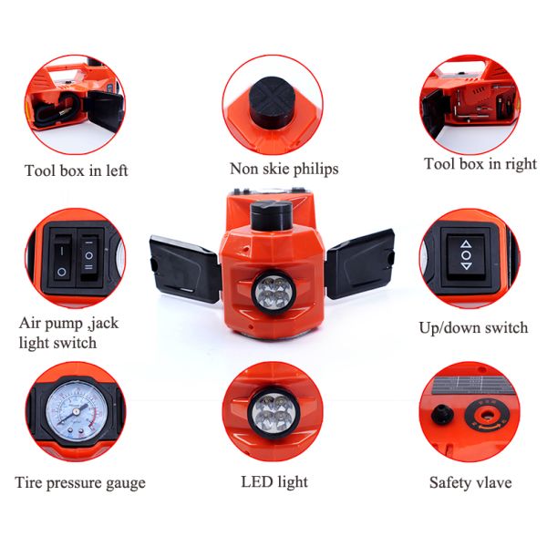 emergency tools portable 3 tons auto electric lifting jack with led light