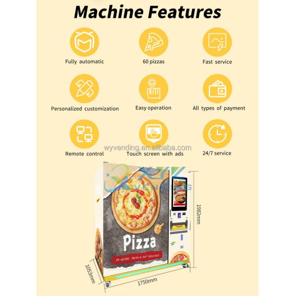 XY Axis Lift Self Service Frozen Heated by Microwave Oven Fast Food Custom Lets Pizza Vending Machine
