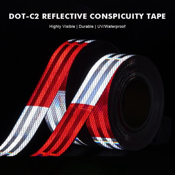 Trailer Reflective Tape Outdoor DOT C2 Reflector Tape 2 Inch X 150 Feet Waterproof White and Red