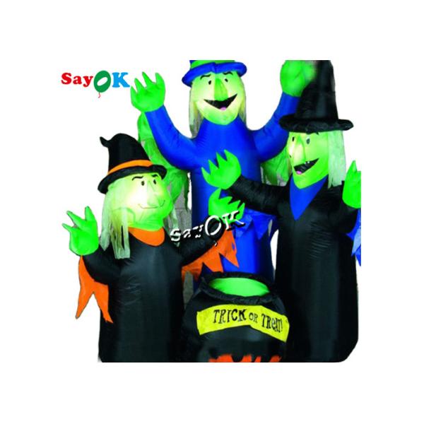 4x6ft Led Lighting Inflatable Halloween Witch With Cauldron