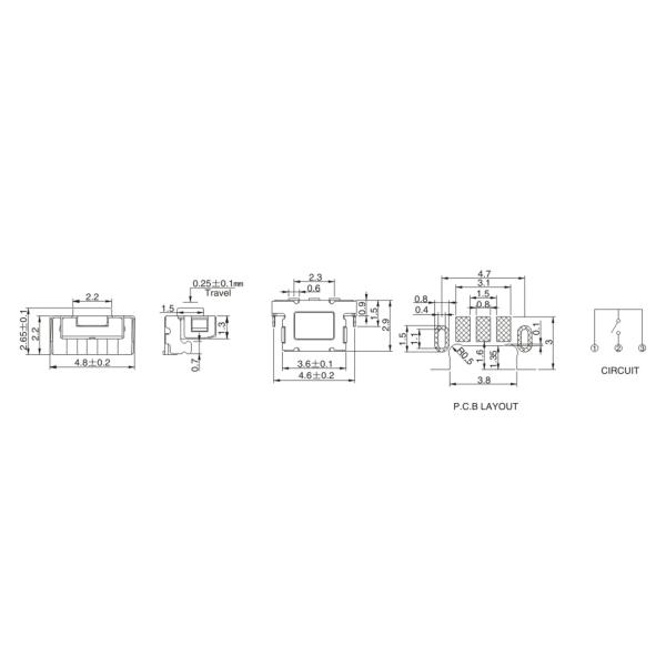 Small Turtle Side Press 2.9x4.6mm Push Button Tactile Switch 4 Pin