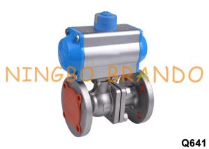 China DN25 1'' Flanged Type Pneumatic SS Ball Valve With Actuated on sale