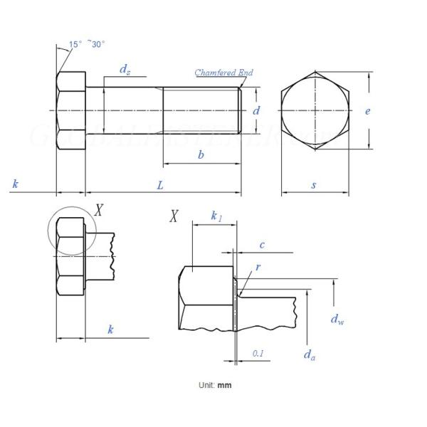 DIN 931 Hexagon head bolts Partially Threaded Hex Cap Screw