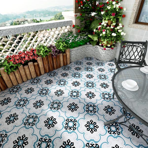 Gray and Blue 20x20cm Ceramic Rustic Tile for Indoor Floor