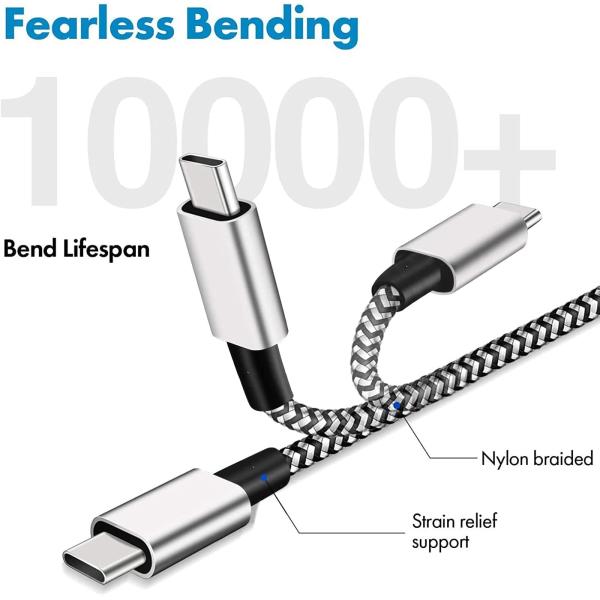 Nylon Braided Straight USB Cable 3m 10ft Type C Fast Charging