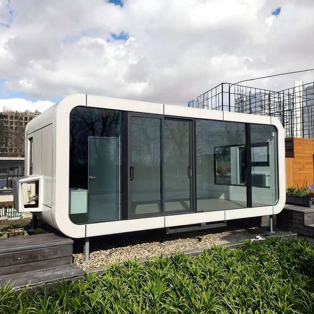 Durable Eco-Friendly Prefab Tiny Cabin Flat-Pack Assembly Habitat Apple Container House Tiny Home Prefabricated