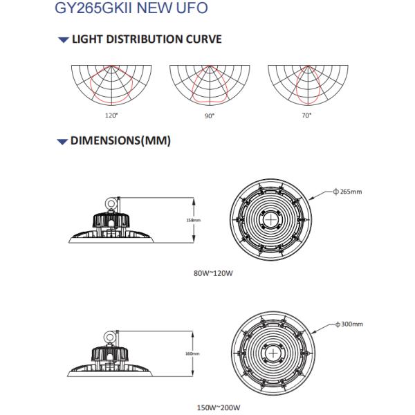 Die Casting LED UFO High Bay Light 200W 120W Warehouse Led Lighting