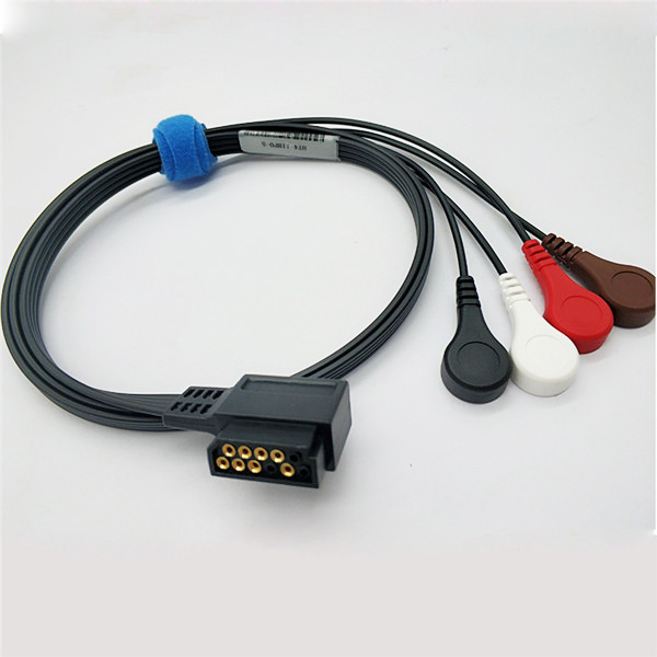 Compatible HP Digitrak XT Holter recorder ECG Cable 1metre Snap type AHA standard for Patient Monitor