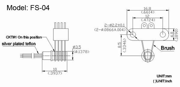 4 circuits seperate slip rings for Robot