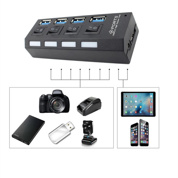 Memory Cards Round USB Four Port Hub Splitter Adapter