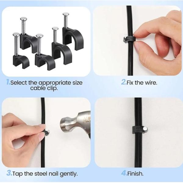 16mm 6mm Circle Plastic Cable Clips Grey Color