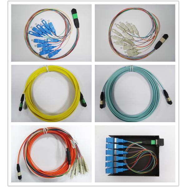 12 core Simplex Flat Round Telecommunication fiber optic , MPO - SC Fiber optic jumper