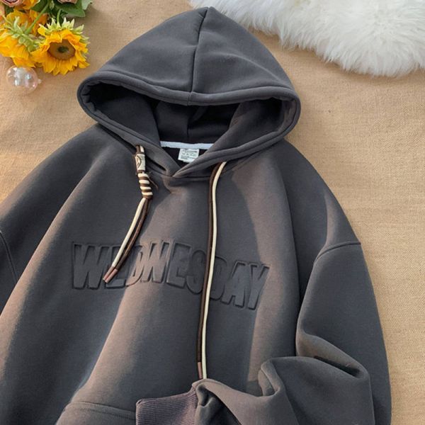 Support Customization Winter Embroidered Alphanumeric Knitted Polyester/Cotton Hoodies Thick Raised Prints Oversized Fit