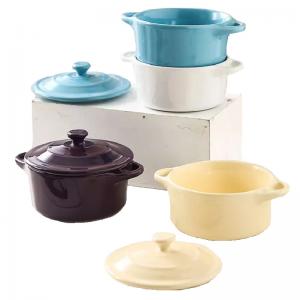 China Mini Stoneware Ceramic Oven Bowl Pot For Creme Brulee Cake Oven on sale