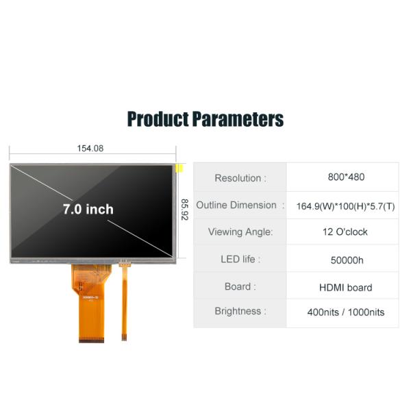 OEM Ssd1963 RGB 7 Inch Tft Lcd Display Module 800x480 Sunlight Readable