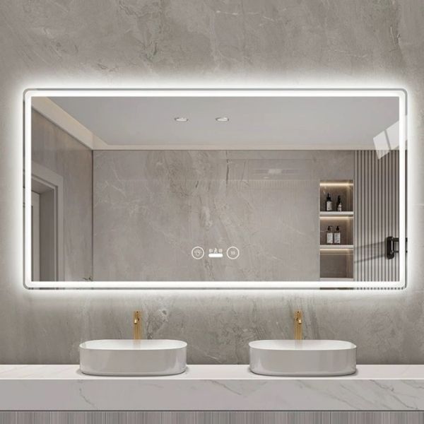 Frameless LED Bathroom Mirror - Dimmable Vanity Mirror, Explosion-Proof, IP44 Waterproof, Wall-Mounted for Modern Bathroom