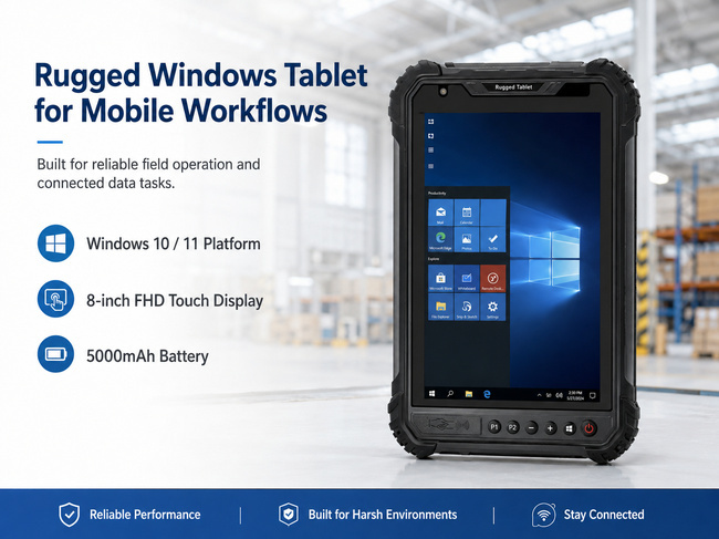 Intel Core i5 Rugged Tablet 8 Inch for Industrial Control Data Entry and Mobile Reports