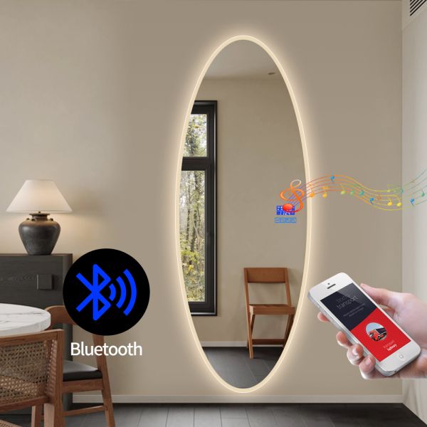 Oval LED Full Length Mirror Smart Backlit Large Capsule Bathroom Mirror For Hotel Cloakroom