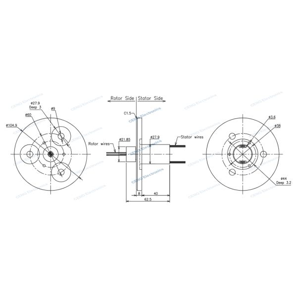 Compact Structure Capsule Slip Ring with 19 circuits Electric Power and option