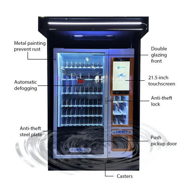 Convenient Snacks Drinks Combo Raincoats Folding Umbrella Vending Machine For Outside Location