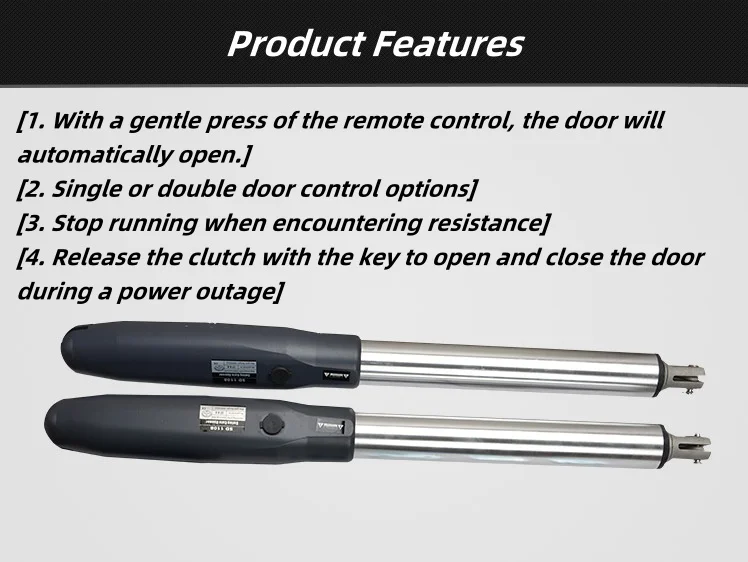 Pull Push Straight Arm Swing Door Operators DC Motor Wide Opening Angle For Courtyard