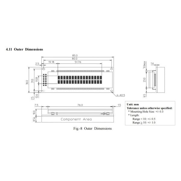 VFD Module 16t202da1j 5*7 DOT Matrix 16*2 Digits Compact Lightweight customizable