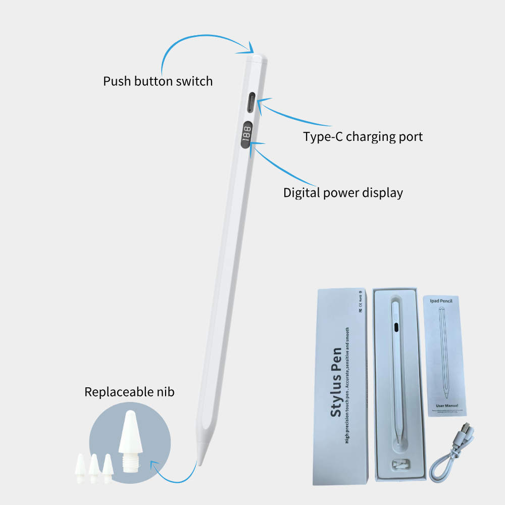 Push Button Switch with Tilt-sensitive Anti-mistouch Function Touch Pencil ipad Stylus Pen for IPads After 2018