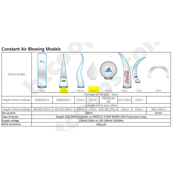 Inflatable LED Advertising Pillars / Columns / Tubes Light With Built In Fan