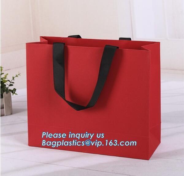 Wholesale fancy white kraft paper clothing packaging bag with logo printing,Online order paper material carrier bag shop