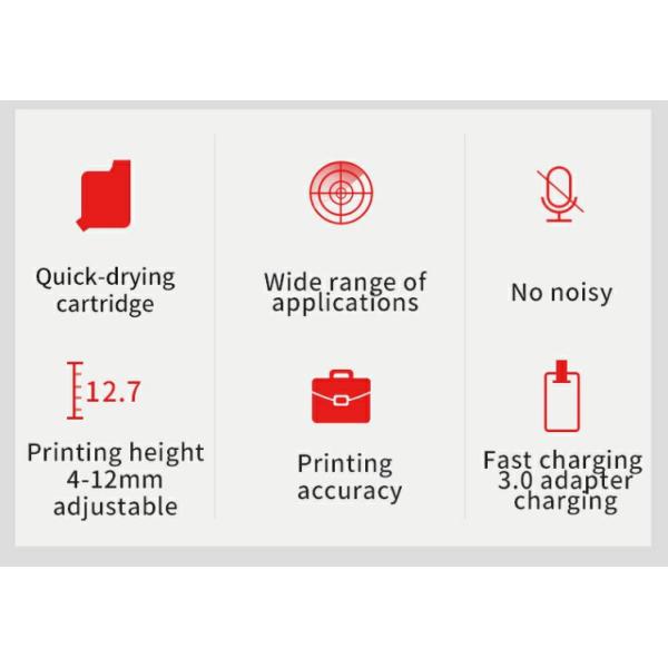 220x130x50mm Smart Portable Mini Thermal Printer with Black Solvent Ink Cartridge