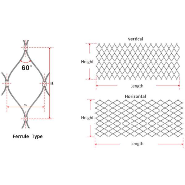 Installed ferrule wire rope mesh in architectural application