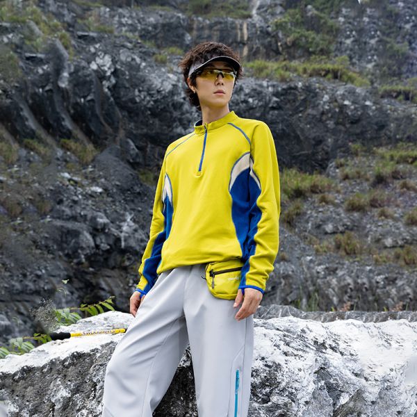 Custom OEM ODM Half Zip Stand Collar Thermal Pullover, Constant Temperature Warm Outdoor Color Block Fleece Top, Custom Logo & Fabric Supported
