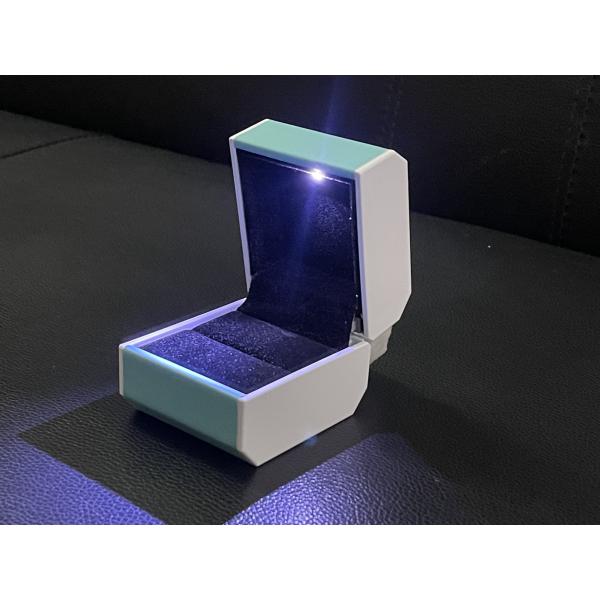 Customized Your Logo-Azure Pu Leather LED Ring Box