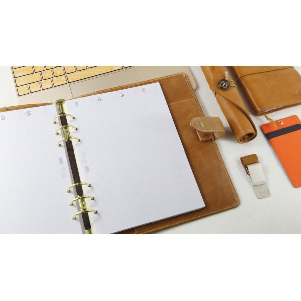 Brown Color Bullet Journal Ring Binder Socket Pen Design Simple Operation