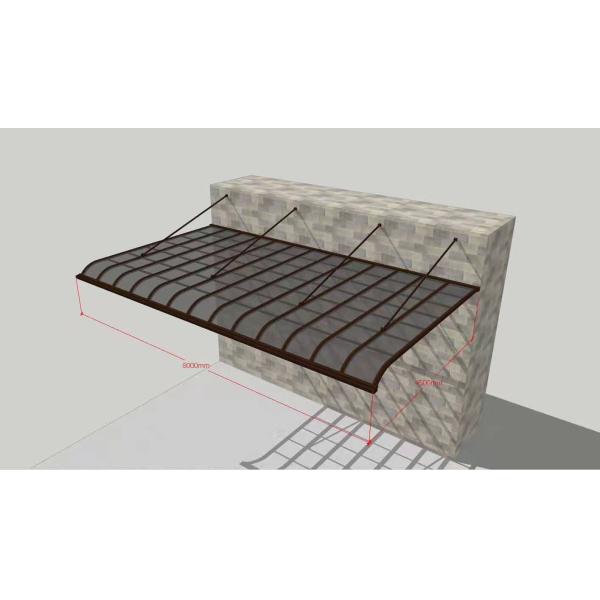 Custermized Black White Gray PC Coated Impact Resistant Multiple Sizes Aluminum Frame Polycarbonate Awnings