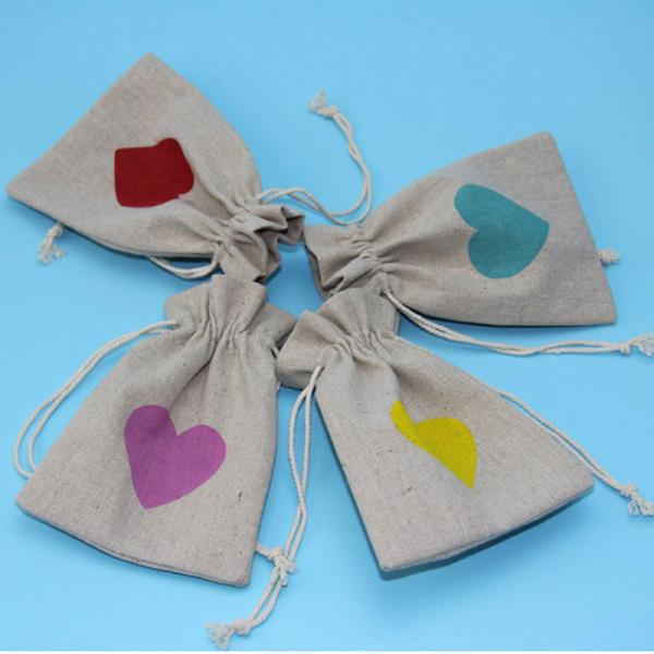 One Side Packaging Drawstring Bag Natural Color Round Bottom With A Snap Hoop