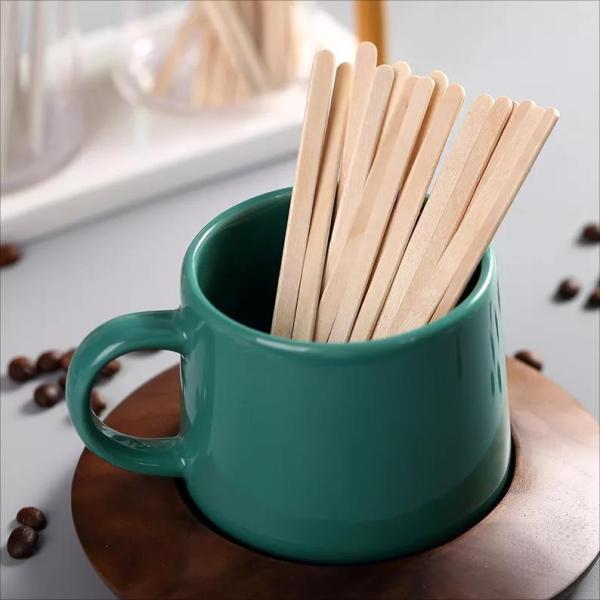 Various Size Disposable Coffee Stirrer Straight Style Individually Wrapped Wooden Stirrers