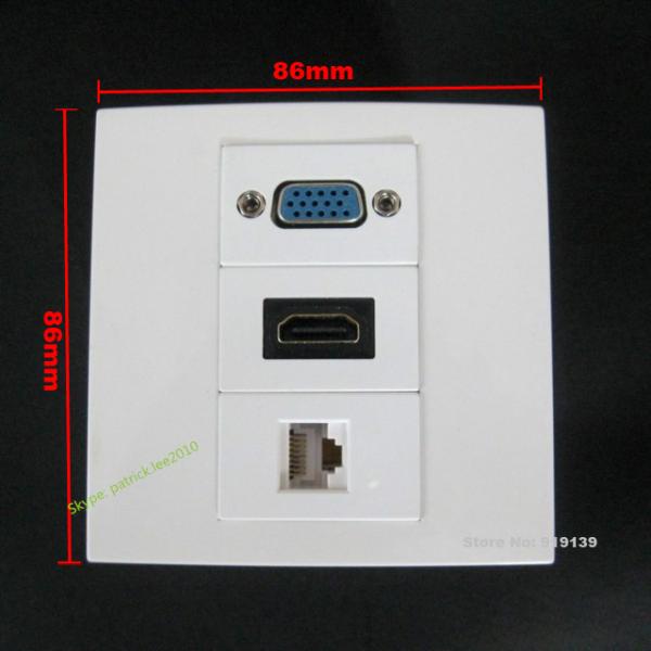 Multimedia Panel Wall Socket With VGA PC HDMI RJ45 Compatible For Computer DVD Network