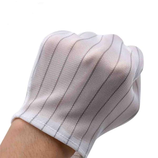 Fivefinger Double Striped Dispensing Anti Static Work Gloves Antislip For Electronic